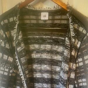 Cabi Cardigan Women’s Large Brown Plaid Fringe Cardigan Sweater Grandpacore